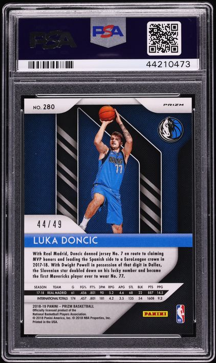 2018 Panini Prizm Orange Luka Doncic ROOKIE /49 #280 PSA 10 GEM MINT