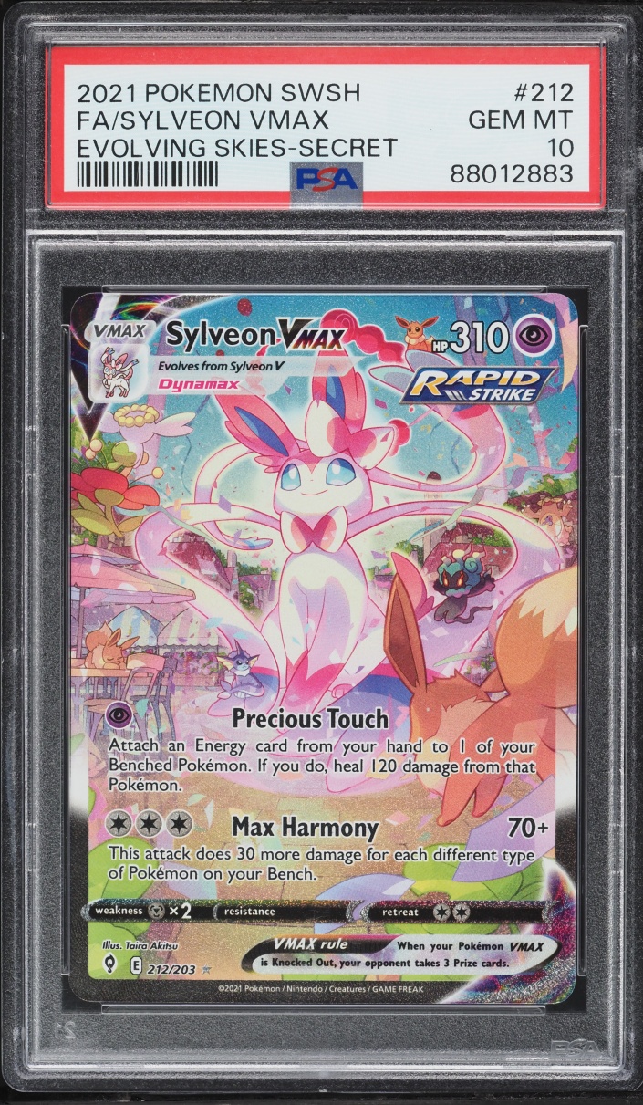 2021 Pokemon Sword & Shield Evolving Skies Alt Art Sylveon VMAX #212 PSA 10 GEM MINT