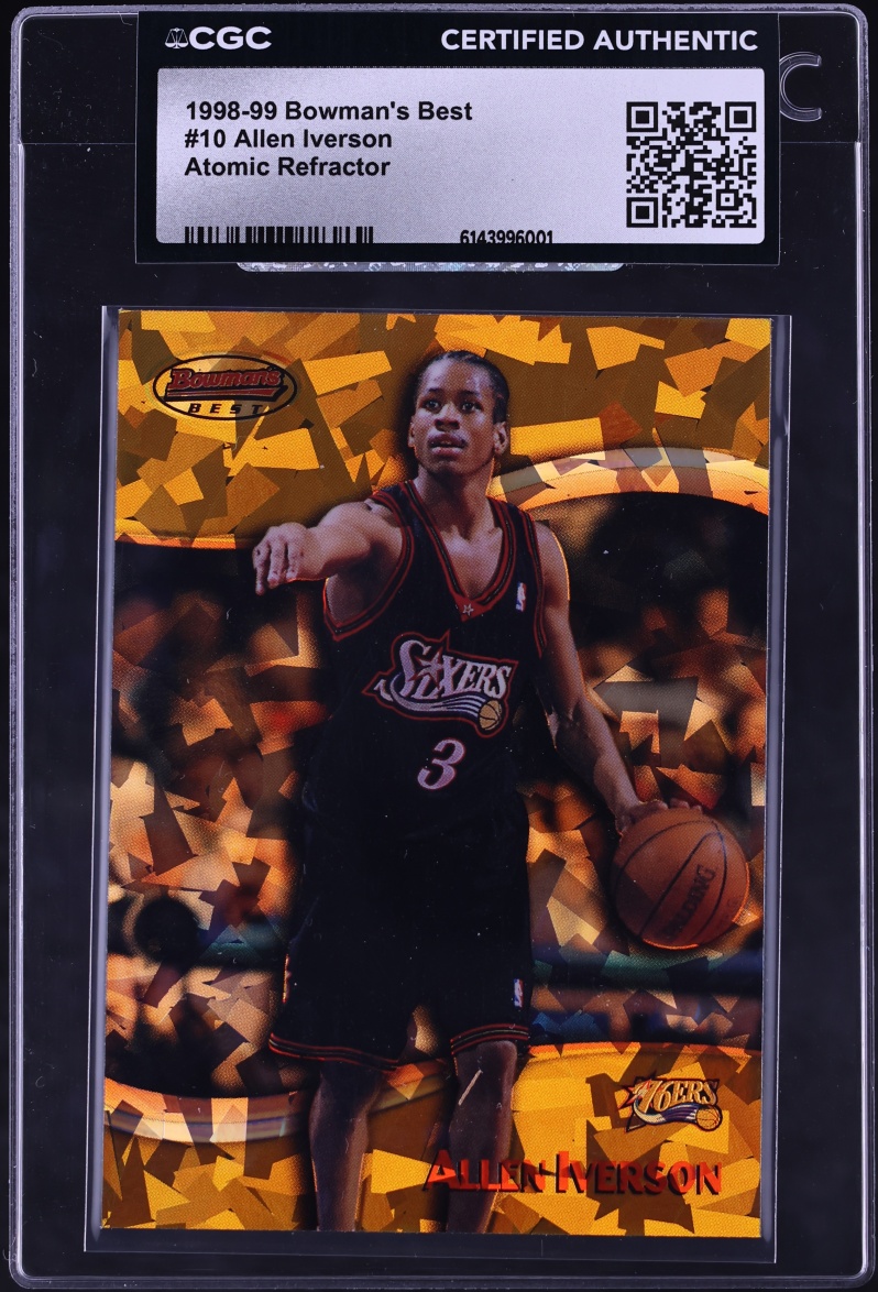 1998 Bowman's Best Atomic Refractor Allen Iverson /100 #10 CGC AUTH - Photo 1