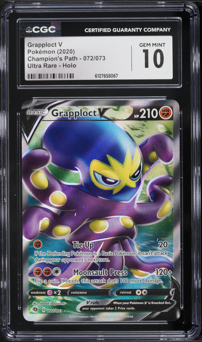 2020 Pokemon Sword & Shield Champion's Path Full Art Grapploct V #072 CGC 10 GEM MINT