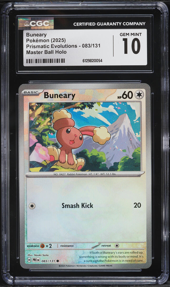 2025 Pokemon Scarlet & Violet Prismatic Evolutions Master Ball Holo Buneary #83 CGC 10 GEM MINT