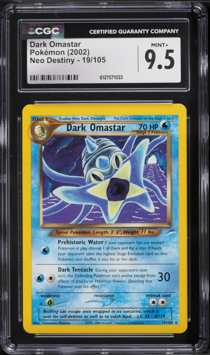 2002 Pokemon Neo Destiny Dark Omastar #19 CGC 9.5 MINT+