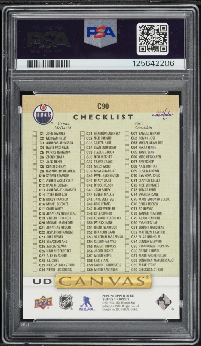 2019 Upper Deck Canvas Connor McDavid & Alex Ovechkin #C90 PSA 10 GEM MINT