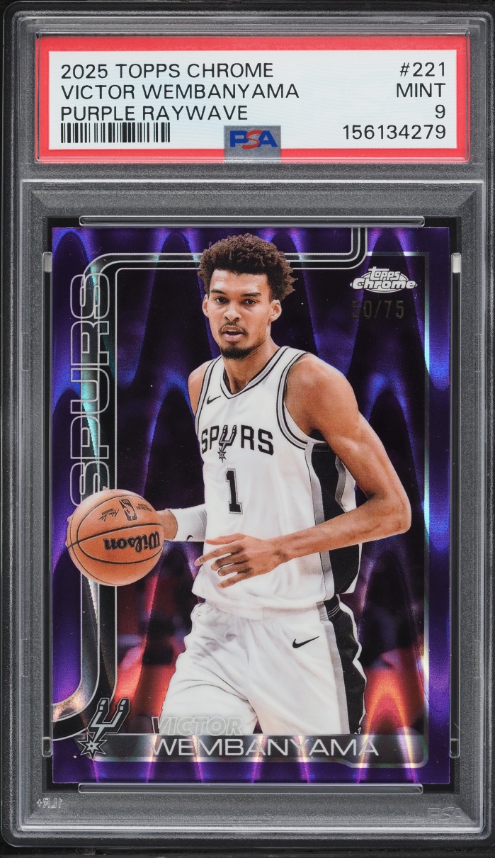 2025 Topps Chrome Purple Raywave Victor Wembanyama /75 #221 PSA 9 MINT