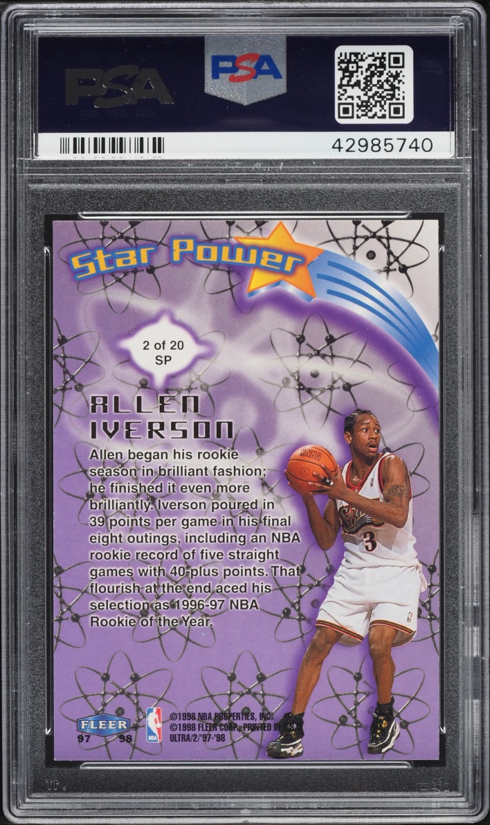 1997 Ultra Star Power Allen Iverson #2 PSA 10 GEM MINT