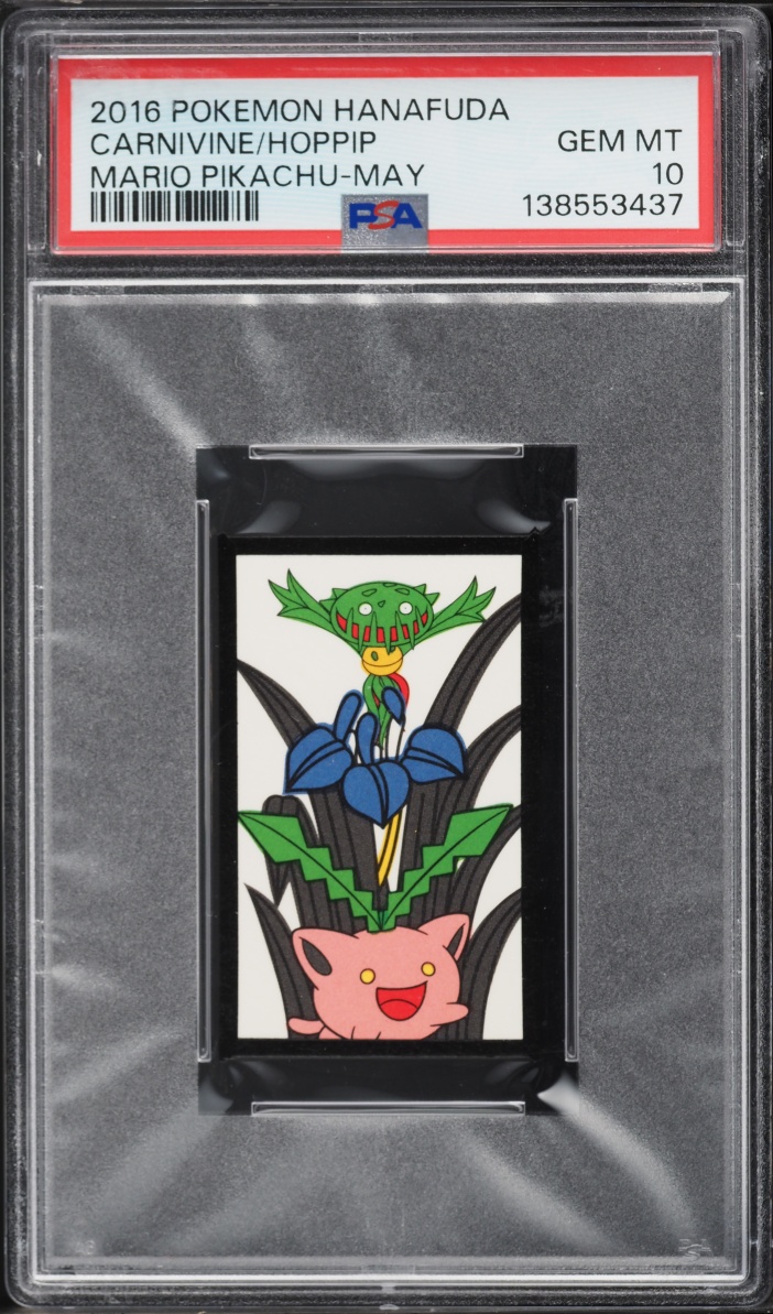 2016 Pokemon Hanafuda Mario Pikachu May Carnivine & Hoppip PSA 10 GEM MINT