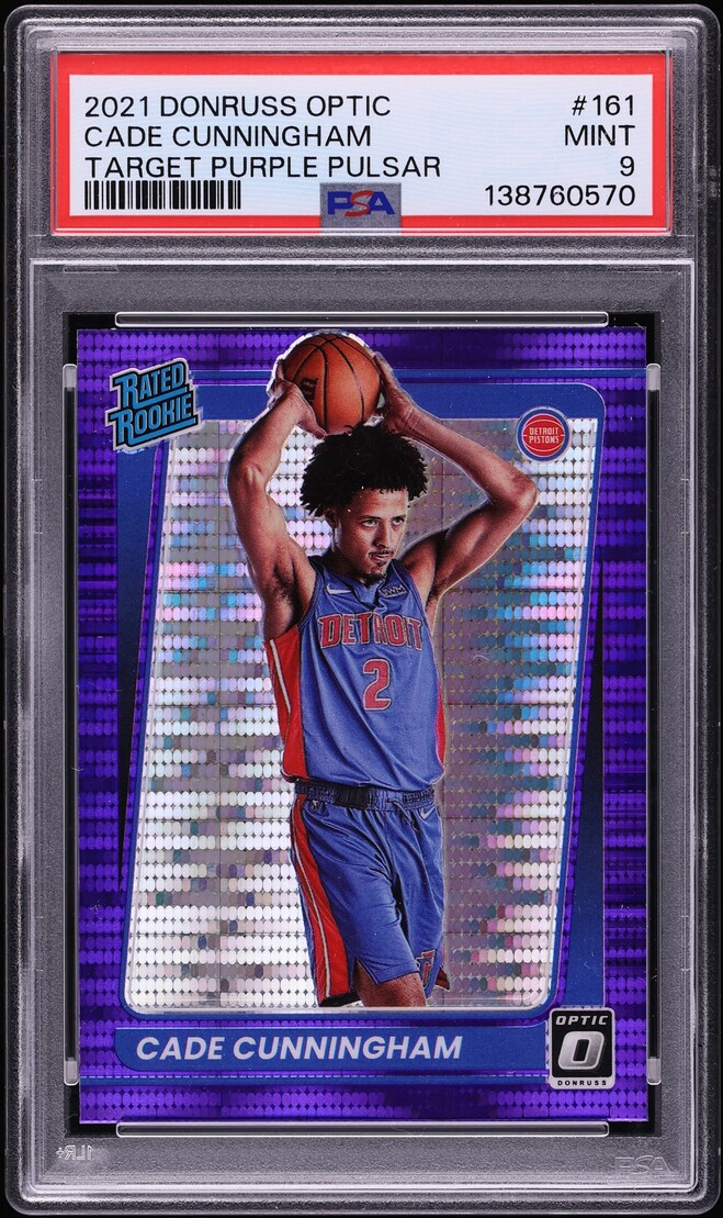 2021 Donruss Optic Target Purple Pulsar Prizm Cade Cunningham ROOKIE #161 PSA 9 MINT