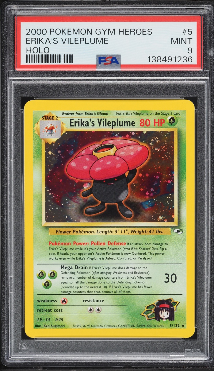 2000 Pokemon Gym Heroes Holo Erika's Vileplume #5 PSA 9 MINT