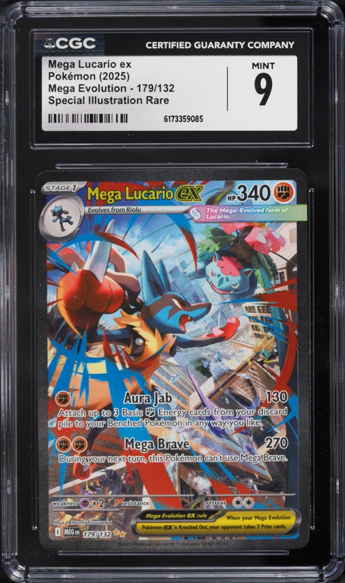 2025 Pokemon Mega Evolution SIR Mega Lucario ex #179 CGC 9 MINT