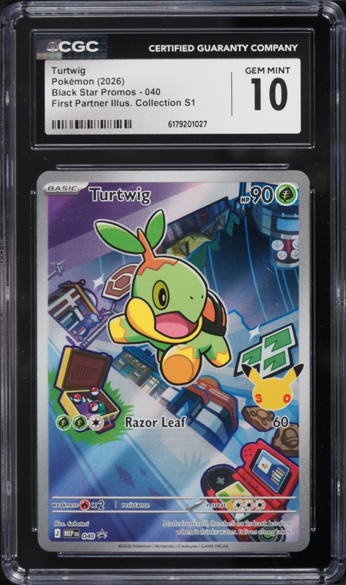 2026 Pokemon Mega Evolution Promo First Partner Illustration S1 Full Art Turtwig #40 CGC 10 GEM