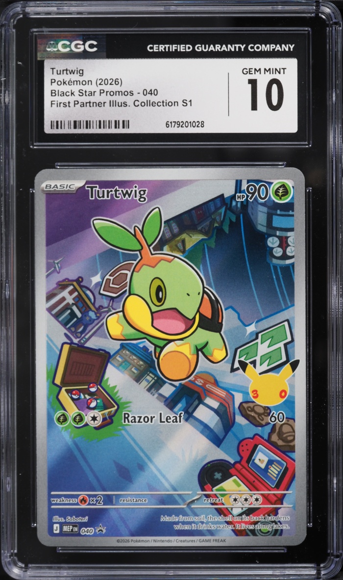 2026 Pokemon Mega Evolution Promo First Partner Illustration S1 Full Art Turtwig #40 CGC 10 GEM