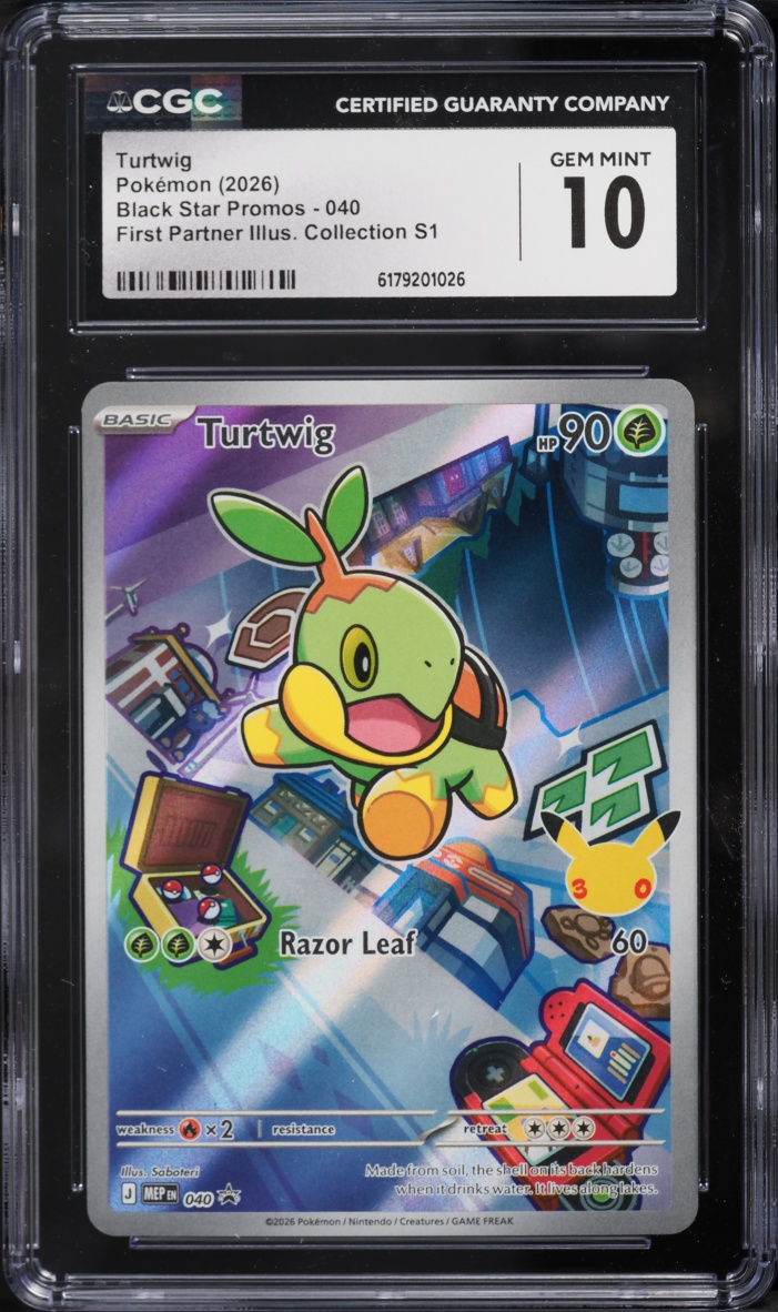 2026 Pokemon Mega Evolution Promo First Partner Illustration S1 Full Art Turtwig #40 CGC 10 GEM