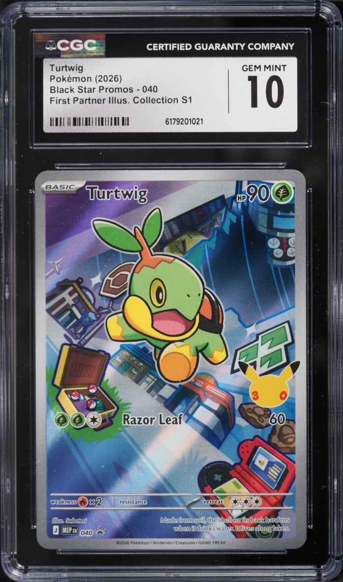 2026 Pokemon Mega Evolution Promo First Partner Illustration S1 Full Art Turtwig #40 CGC 10 GEM