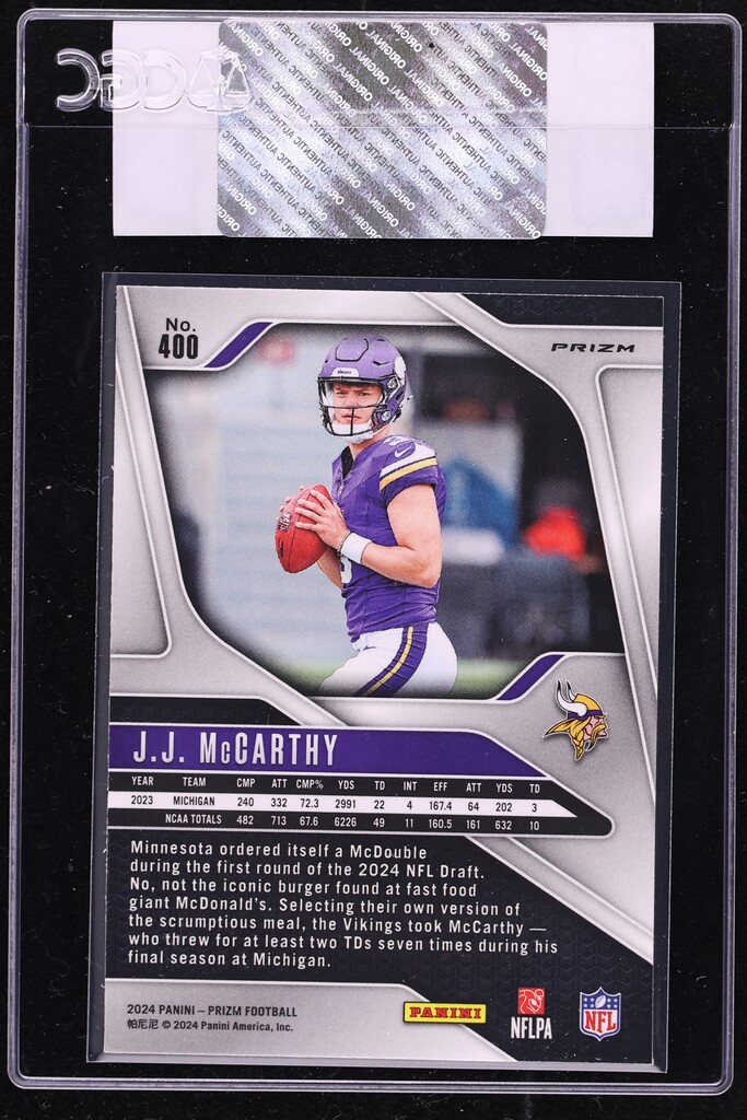 2024 Panini Prizm Red White & Blue J.J. McCarthy ROOKIE #400 CGC AUTH