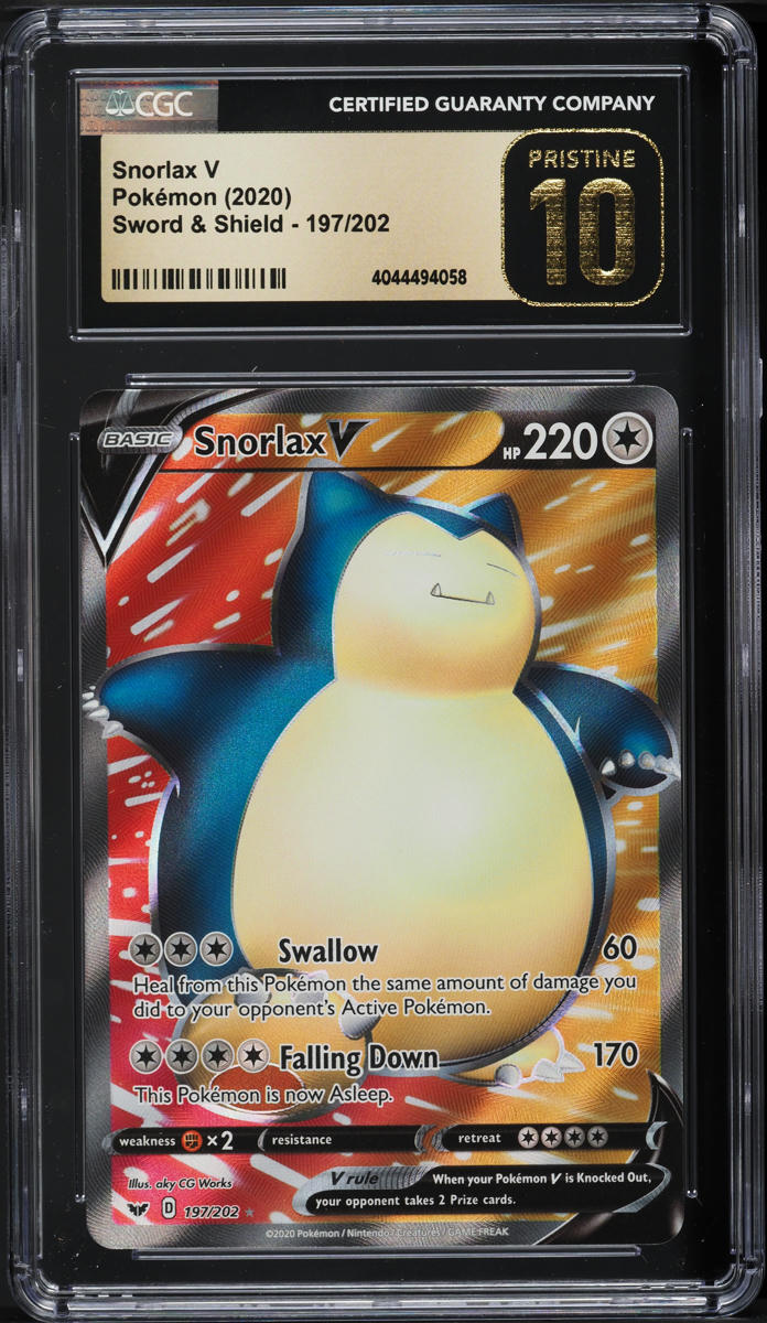 2020 Pokemon Sword & Shield Full Art Snorlax V #197 CGC 10 PRISTINE