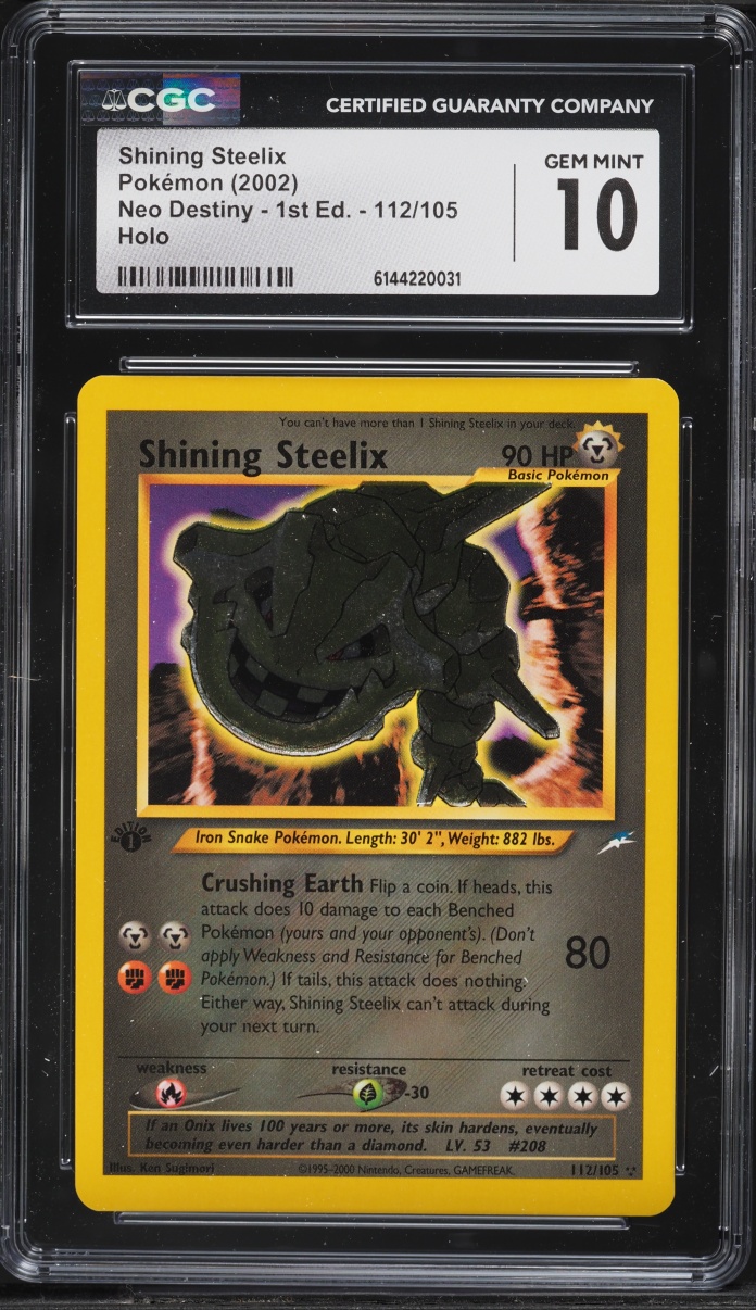 2002 Pokemon Neo Destiny 1st Edition Holo Shining Steelix #112 CGC 10 GEM MINT