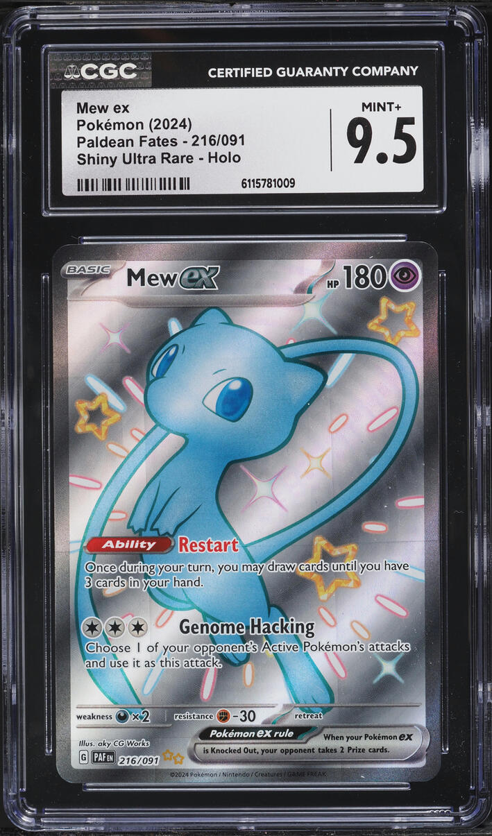 2024 Pokemon Scarlet & Violet Paldean Fates Full Art Shiny Mew ex #216 CGC 9.5 MINT+