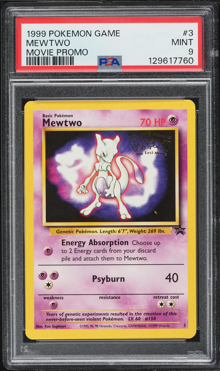 1999 Pokemon Movie Black Star Promo Mewtwo #3 PSA 9 MINT