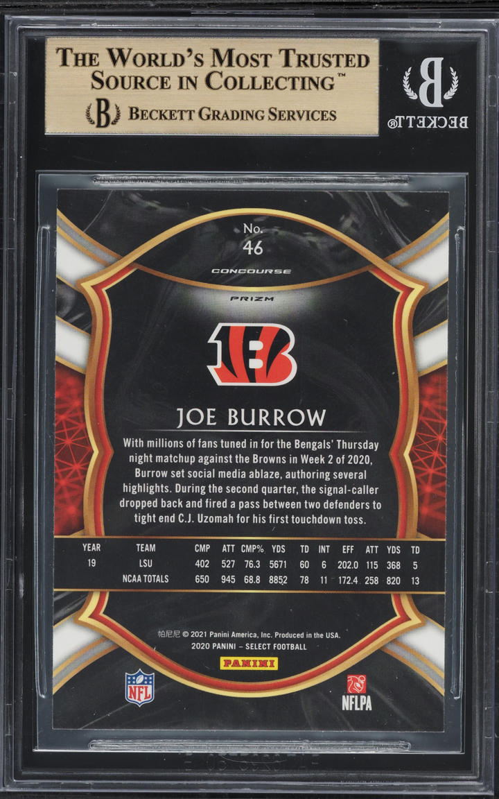 2020 Select Concourse Silver Prizm Joe Burrow ROOKIE #46 BGS 9.5 GEM MINT