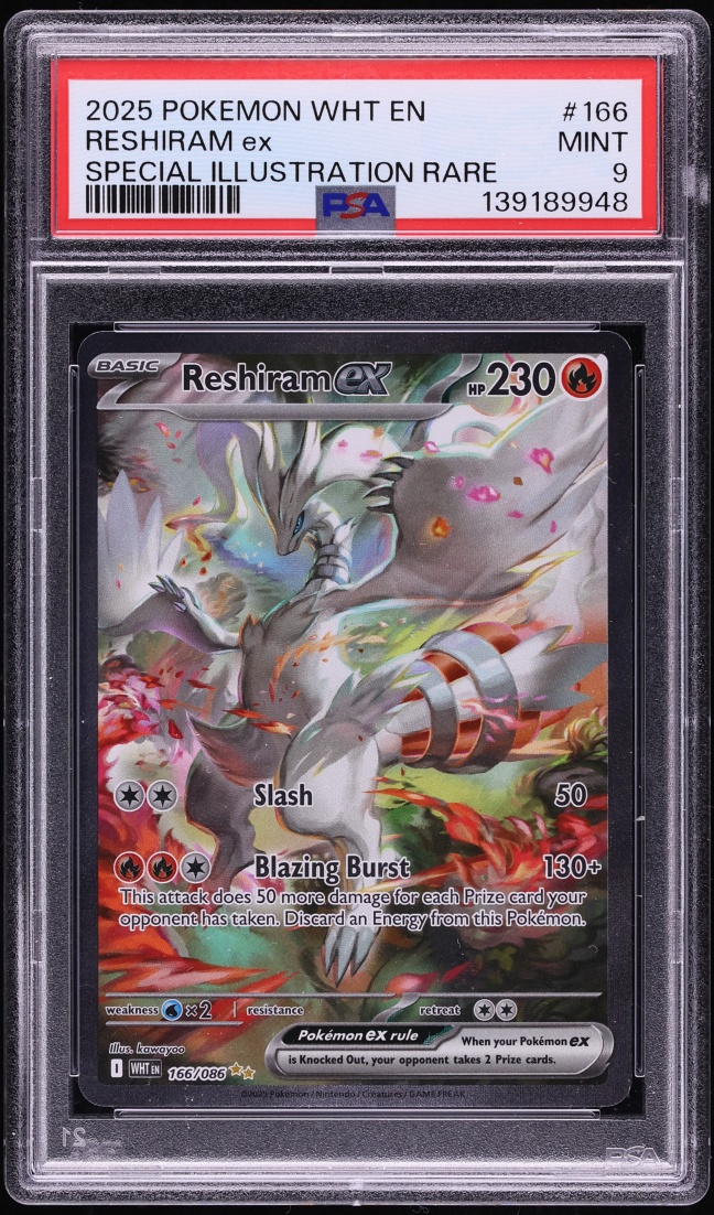 2025 Pokemon Scarlet & Violet White Flare SIR Reshiram ex #166 PSA 9 MINT