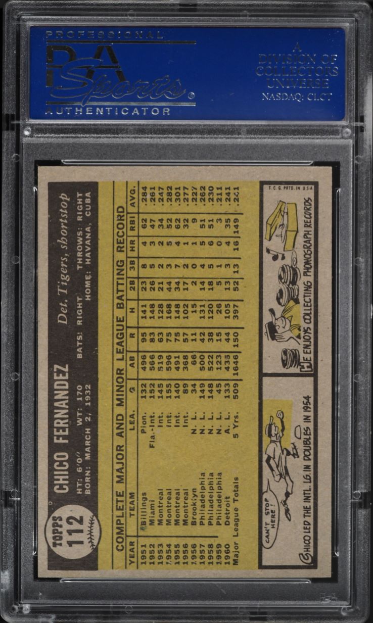 1961 Topps Chico Fernandez #112 PSA 8 NM-MT