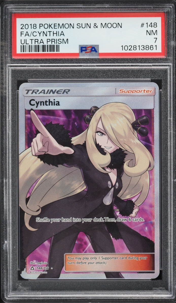 2018 Pokemon Sun & Moon Ultra Prism Full Art Cynthia #148 PSA 7 NRMT
