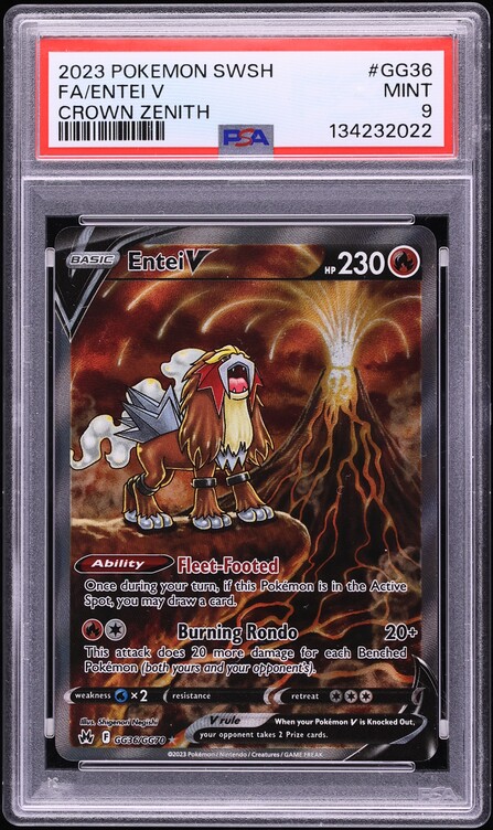2023 Pokemon Sword & Shield Crown Zenith Alt Art Entei V #GG36 PSA 9 MINT