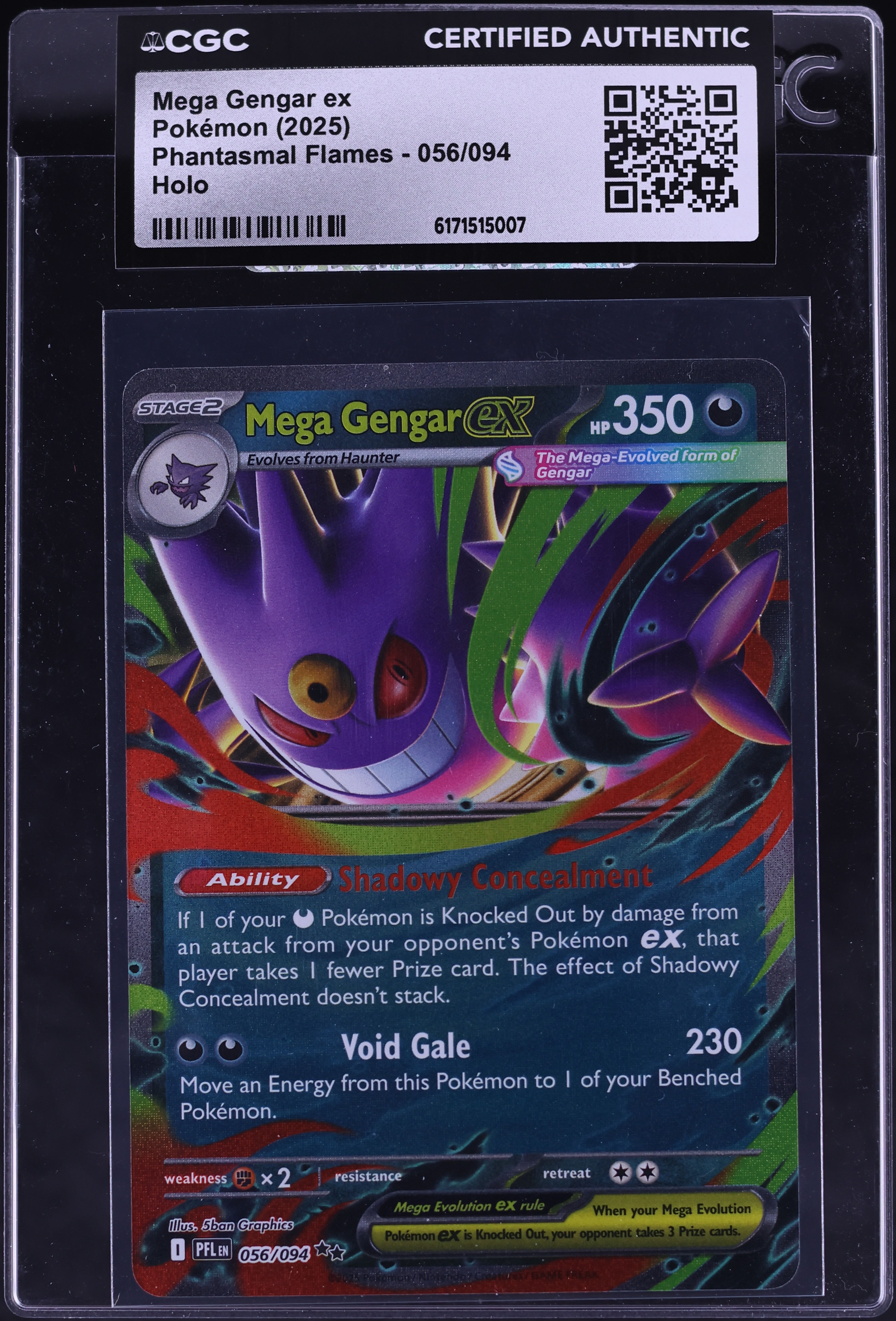 2025 Pokemon Mega Evolution Phantasmal Flames Holo Mega Gengar Ex #56 CGC AUTH