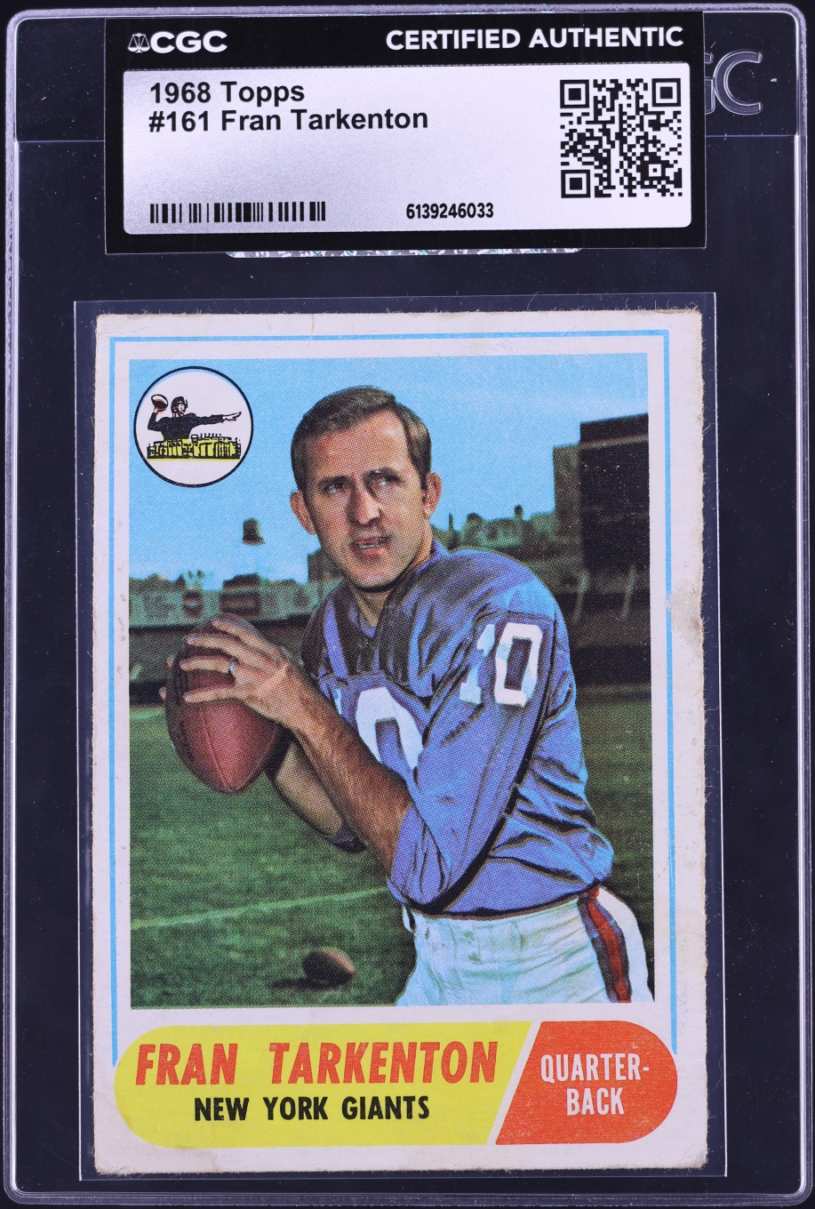 1968 Topps Football Fran Tarkenton #161 CGC AUTH