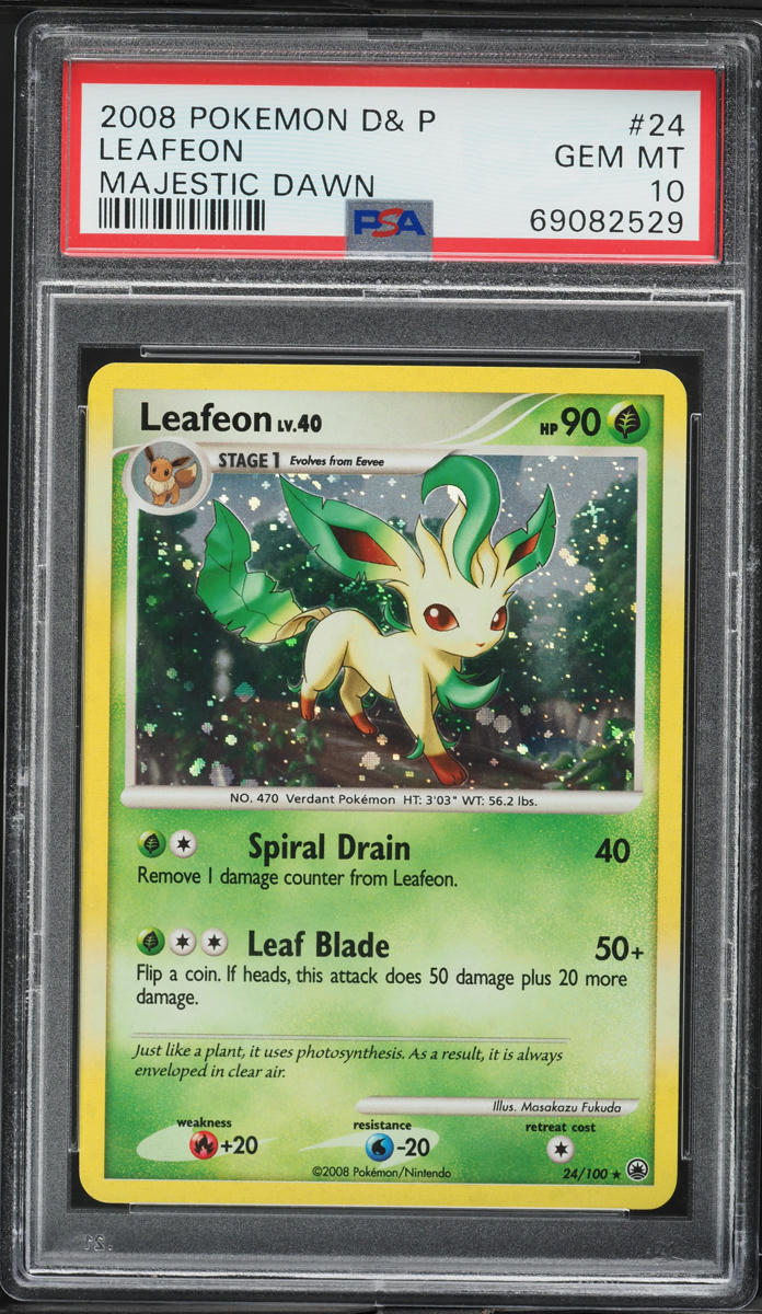 2008 Pokemon Diamond & Pearl Majestic Dawn Holo Leafeon #24 PSA 10 GEM MINT