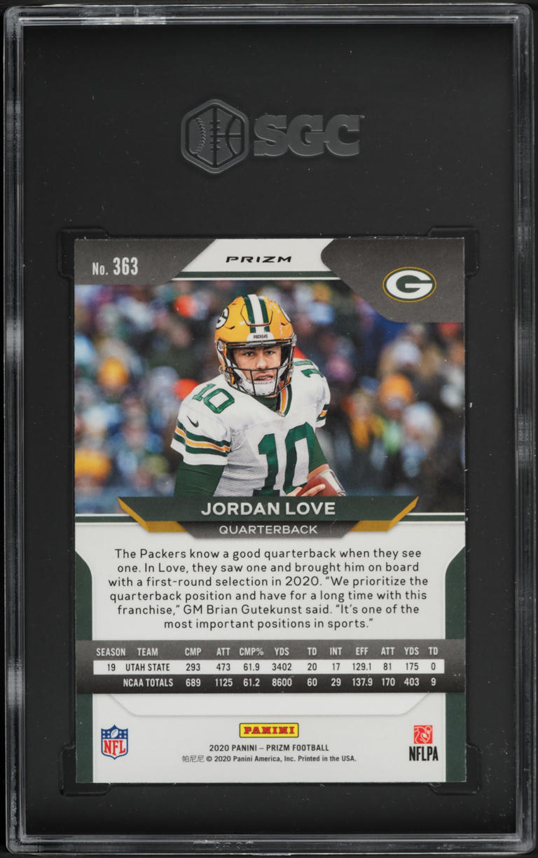 2020 Panini Prizm Red White Blue Jordan Love ROOKIE #363 SGC 10 GEM MINT
