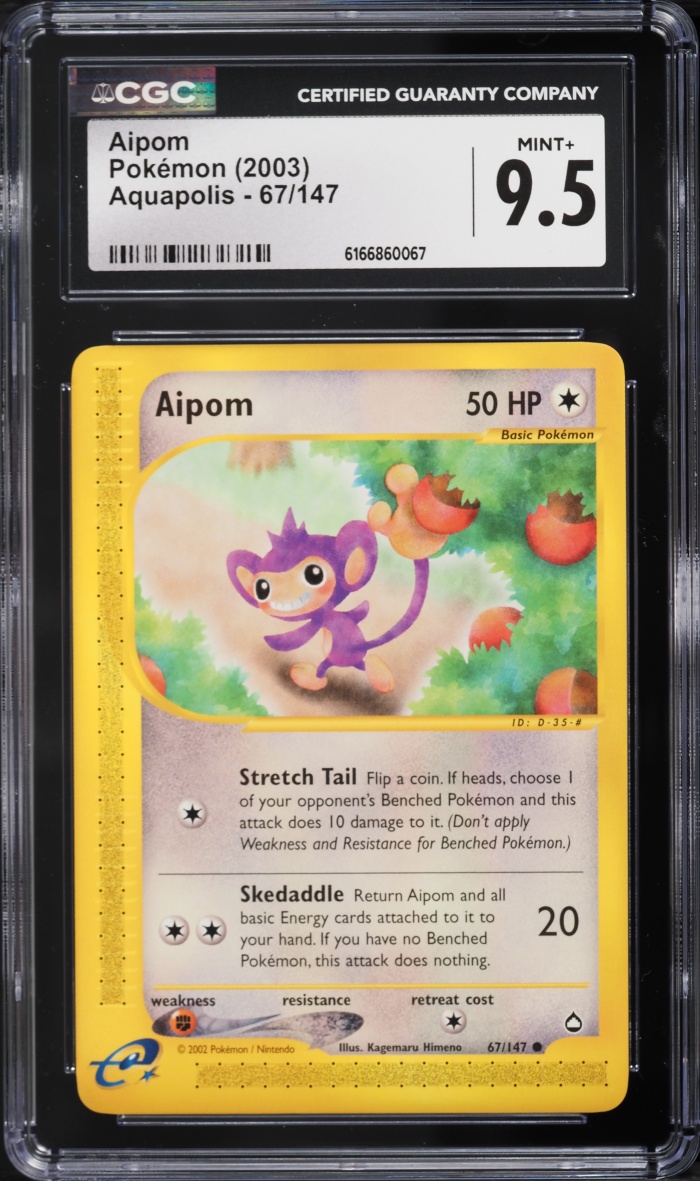 2003 Pokemon Aquapolis Aipom #67 CGC 9.5 MINT+