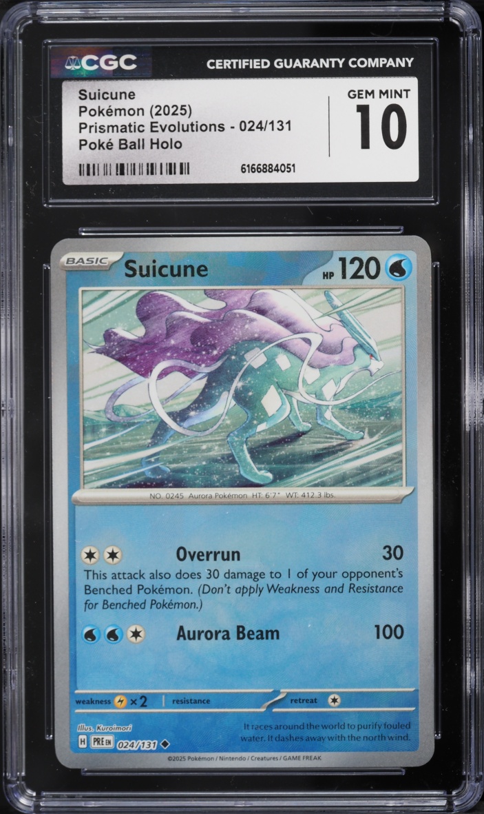 2025 Pokemon Scarlet & Violet Prismatic Evolutions Poke Ball Holo Suicune #24 CGC 10 GEM MINT