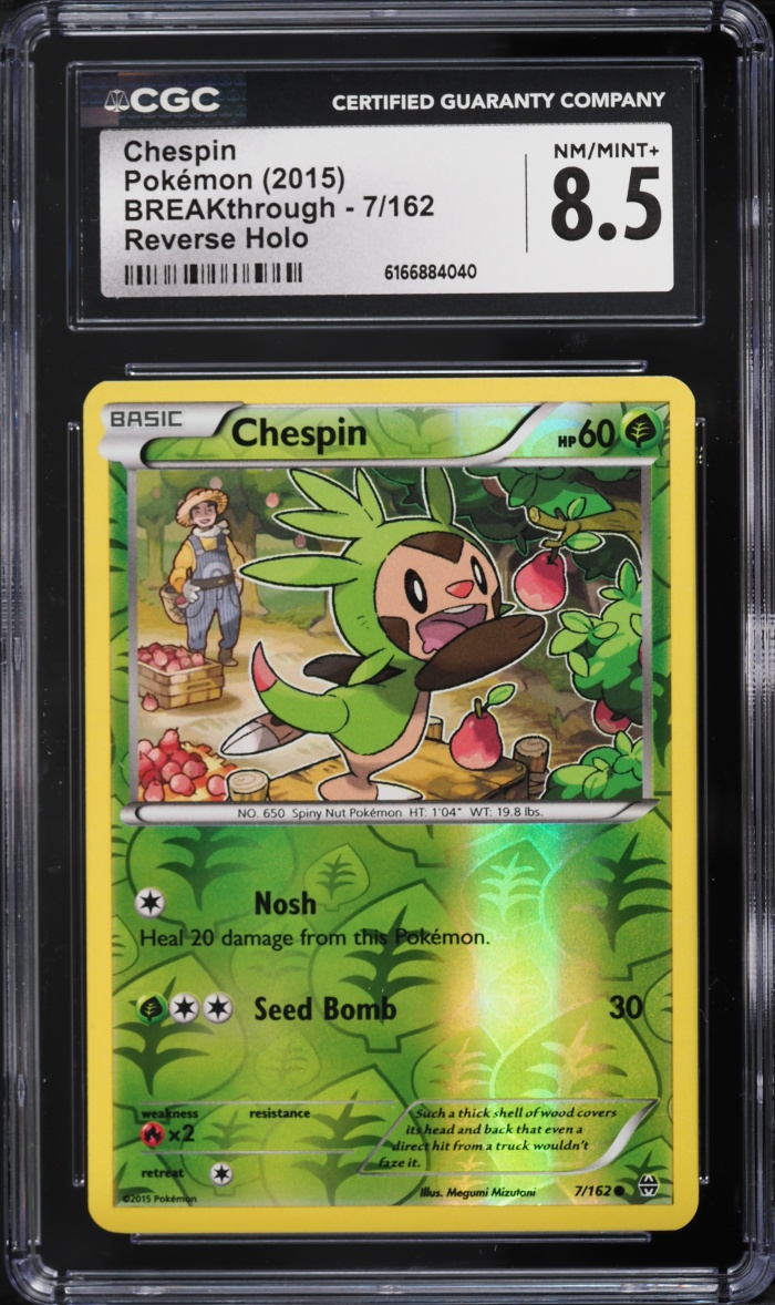 2015 Pokemon Russian XY BREAKthrough Reverse Holo Chespin #7 CGC 8.5 NM-MT+