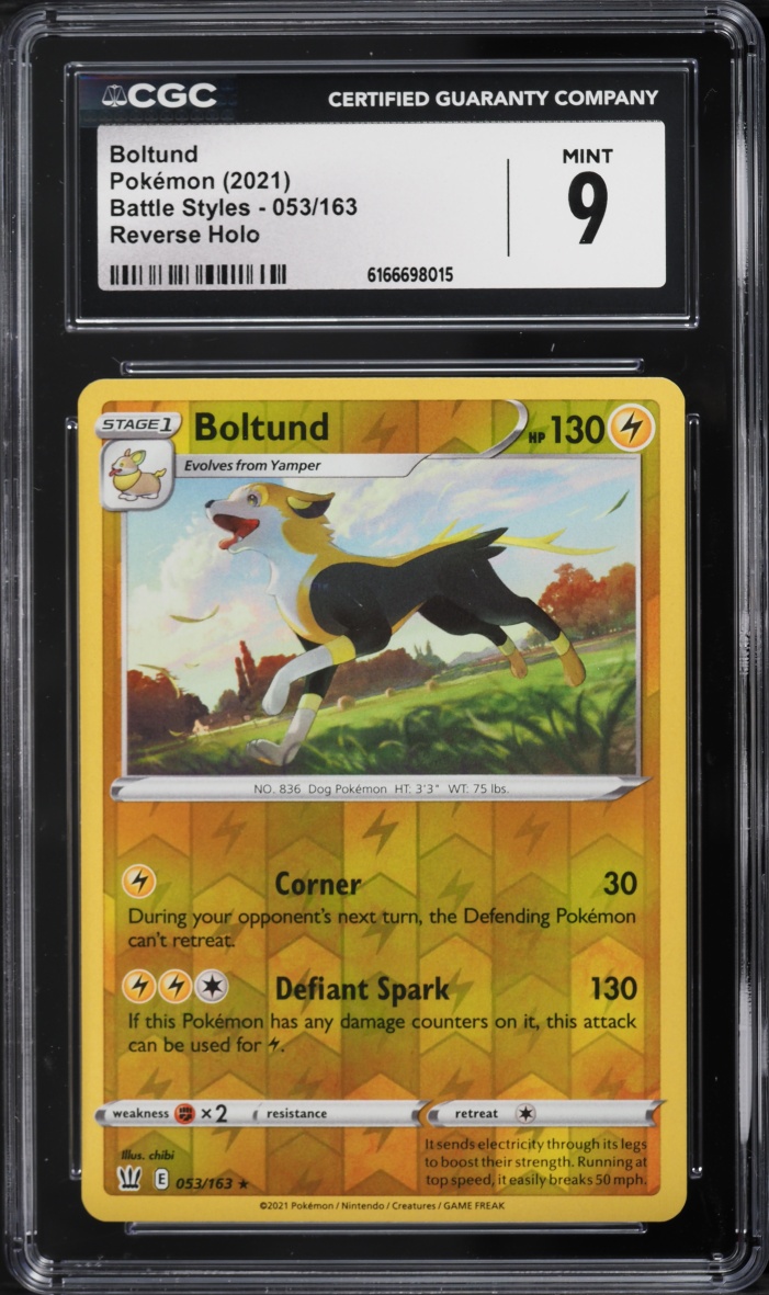 2021 Pokemon Sword & Shield Battle Styles Reverse Holo Boltund #53 CGC 9 MINT