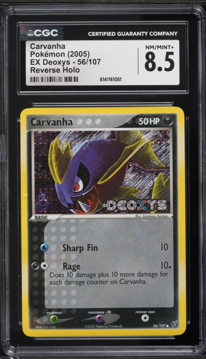2005 Pokemon EX Deoxys Reverse Holo Carvanha #56 CGC 8.5 NM-MT+