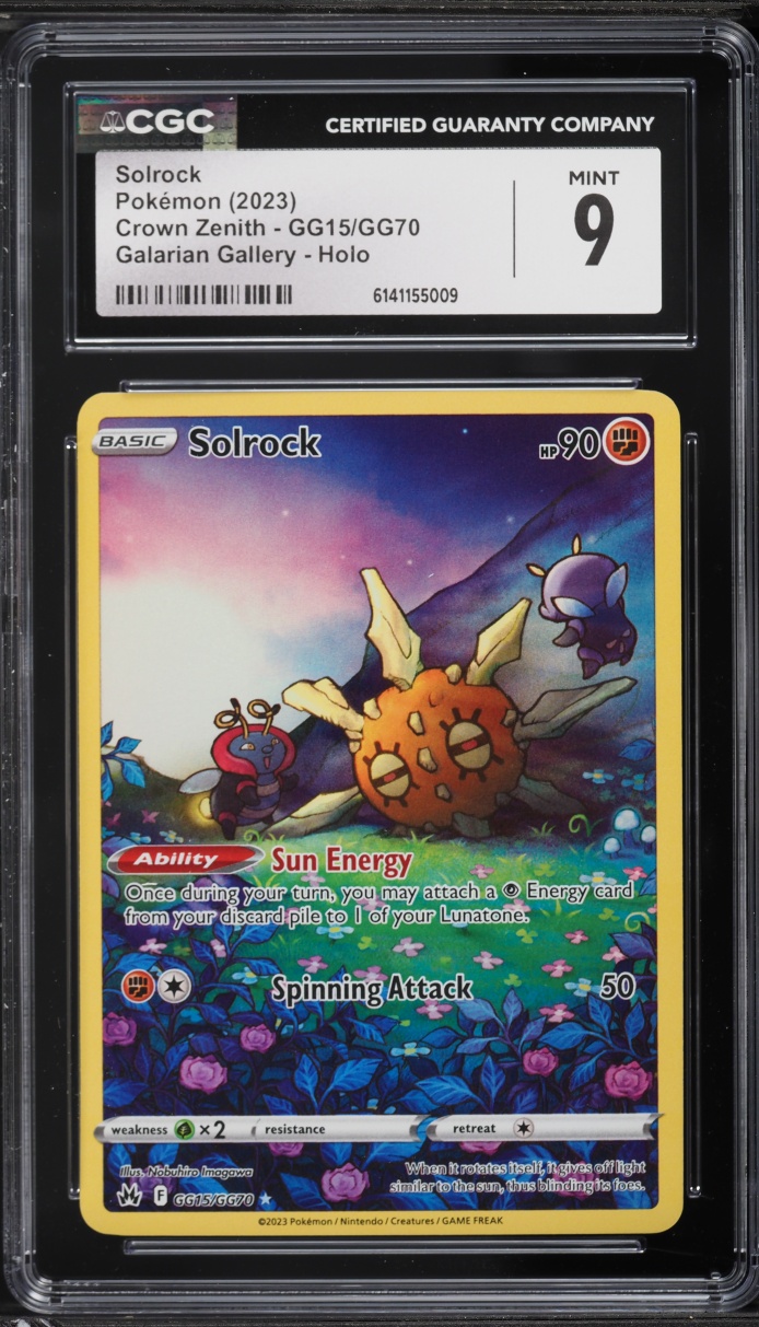 2023 Pokemon Sword & Shield Crown Zenith Alt Art Solrock #GG15 CGC 9 MINT