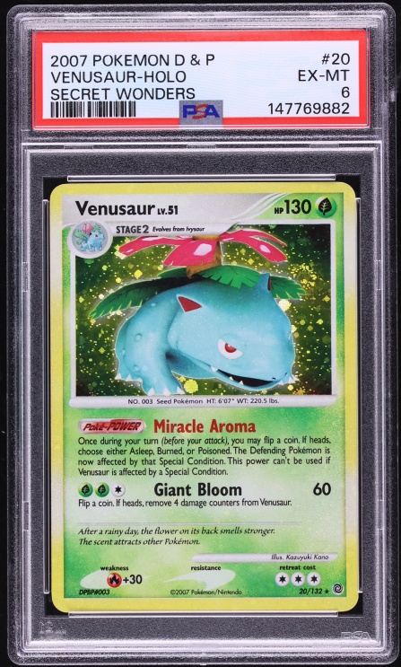 2007 Pokemon Diamond & Pearl Secret Wonders Holo Venusaur #20 PSA 6 EXMT