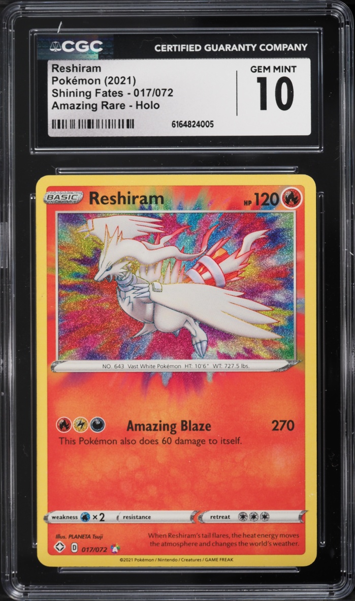 2021 Pokemon Sword & Shield Shining Fates Amazing Rare Reshiram #17 CGC 10 GEM MINT