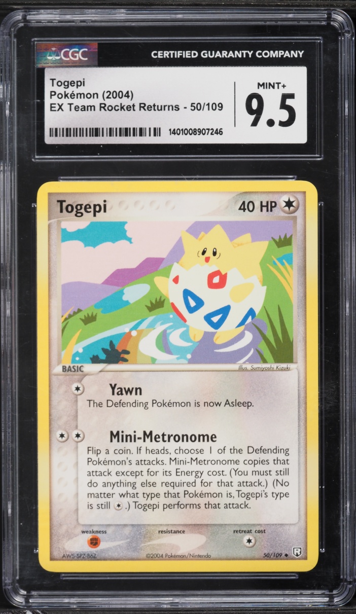 2004 Pokemon EX Team Rocket Returns Togepi #50 CGC 9.5 MINT+