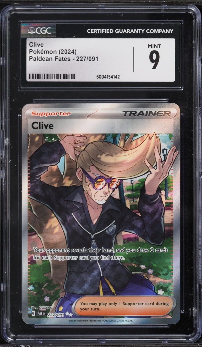 2024 Pokemon Scarlet & Violet Paldean Fates Full Art Clive #227 CGC 9 MINT