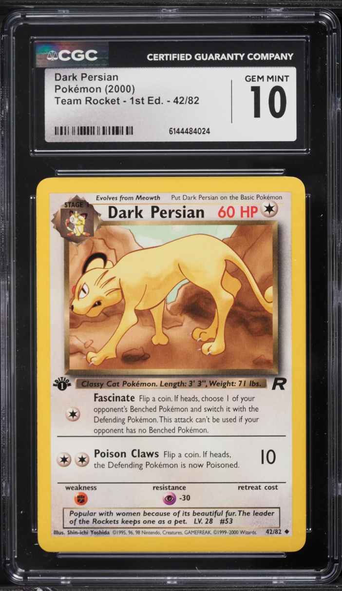 2000 Pokemon Team Rocket 1st Edition Dark Persian #42 CGC 10 GEM MINT