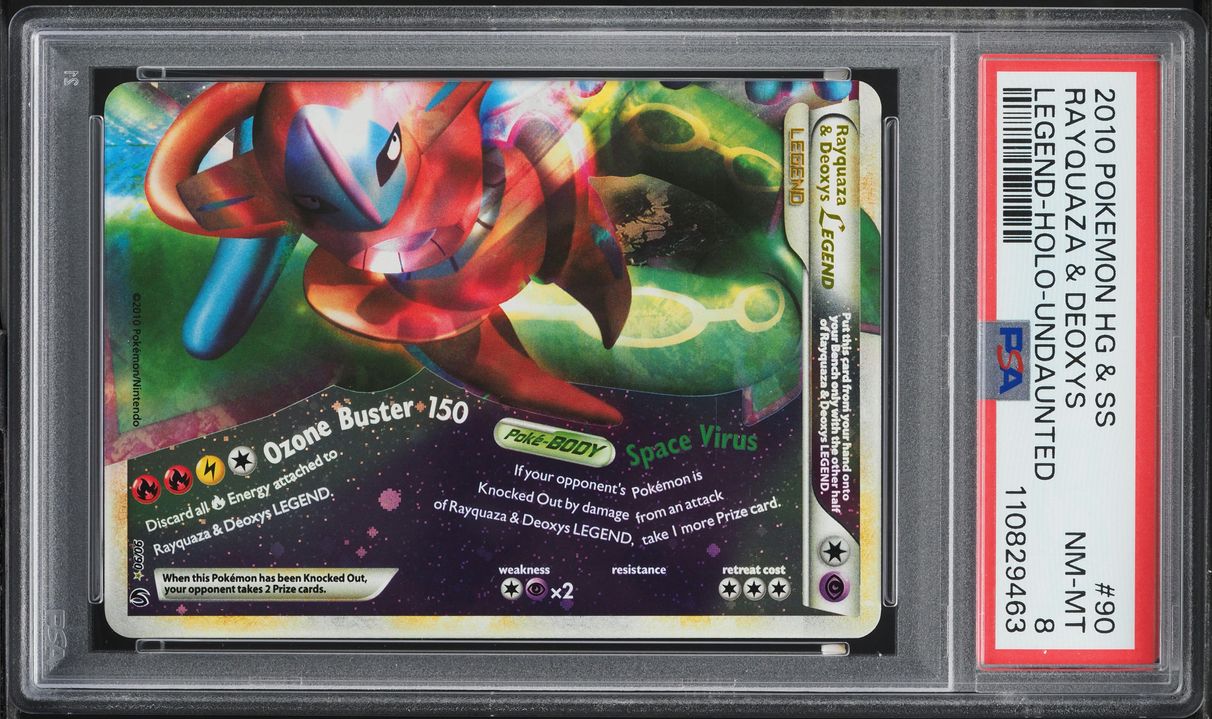 2010 Pokemon HGSS Undaunted Legend Holo Rayquaza & Deoxys #90 PSA 8 NM-MT