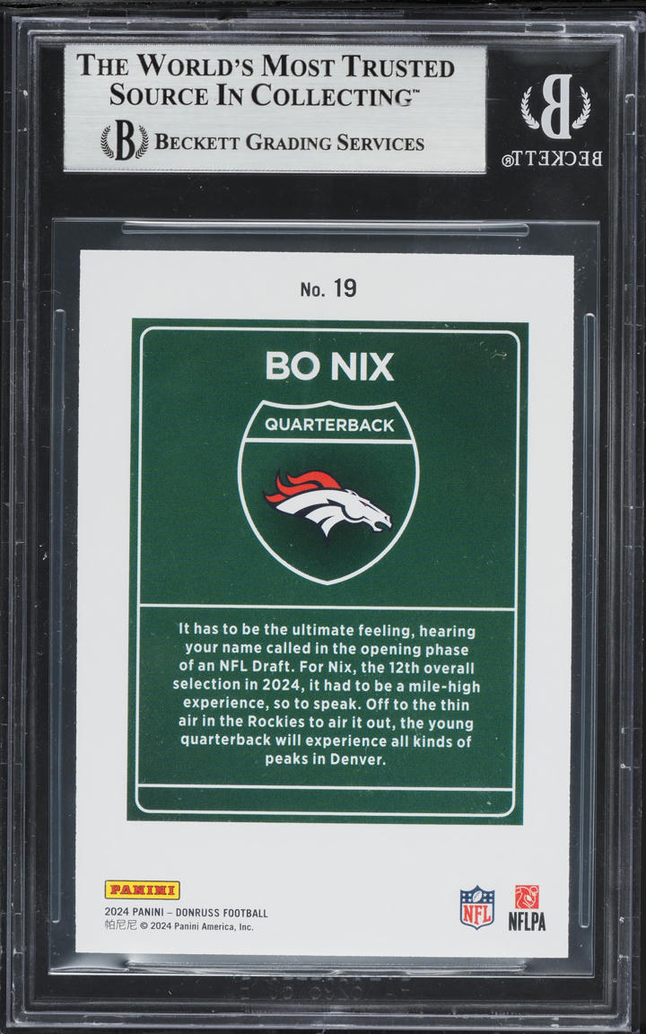 2024 Donruss Downtown! Bo Nix ROOKIE #19 BGS 9 MINT