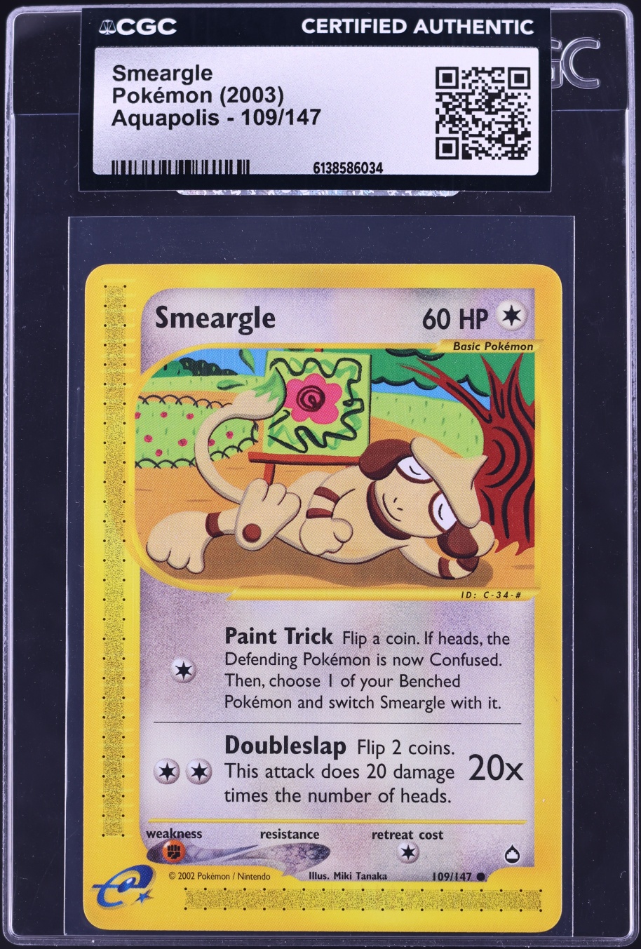 2003 Pokemon Aquapolis Smeargle #109 CGC AUTH