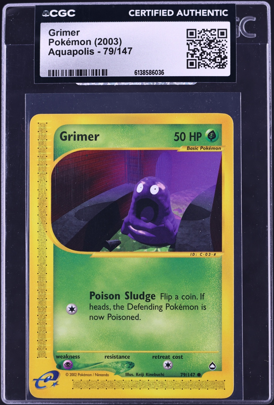 2003 Pokemon Aquapolis Grimer #79 CGC AUTH