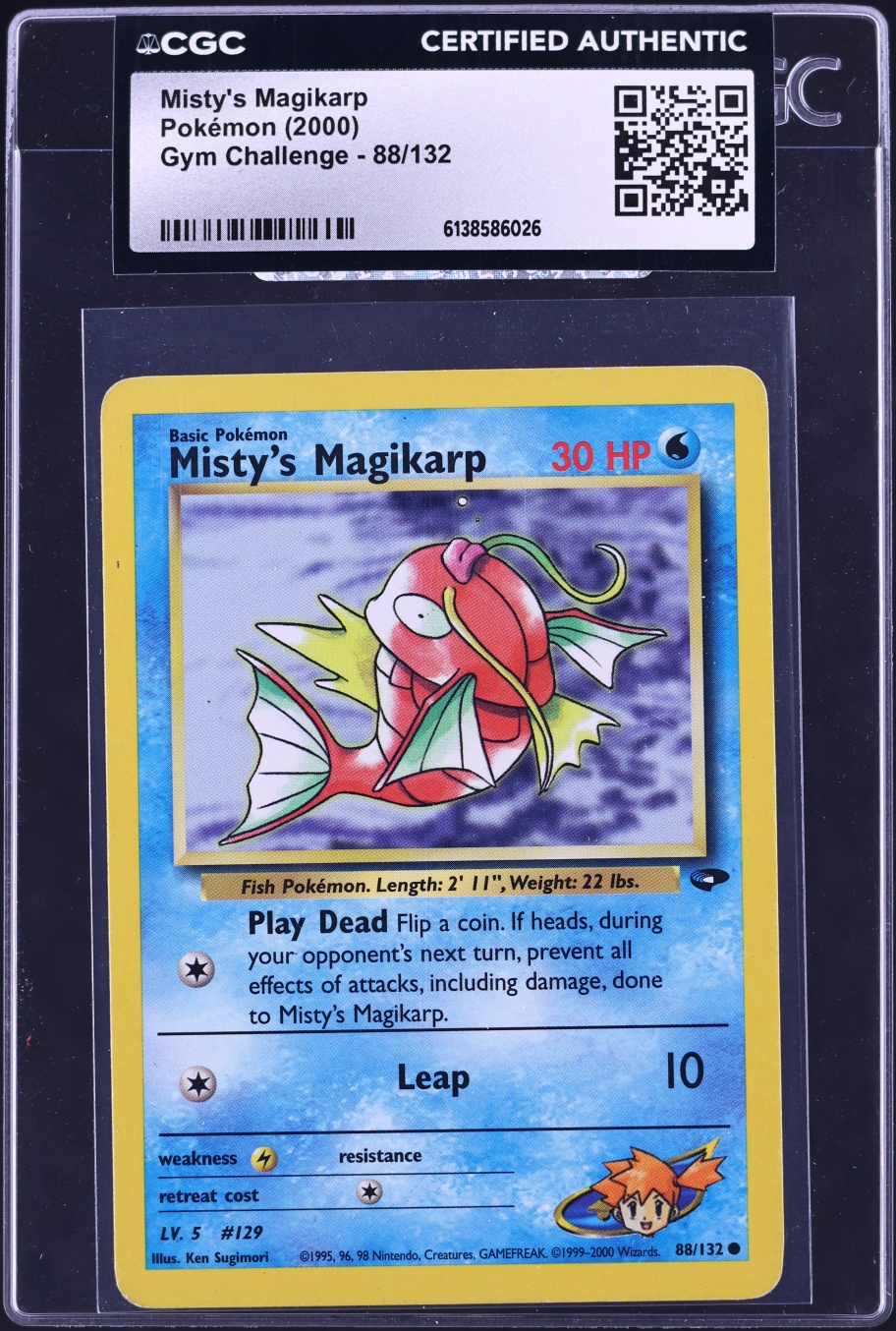 2000 Pokemon Gym Challenge Misty's Magikarp #88 CGC AUTH