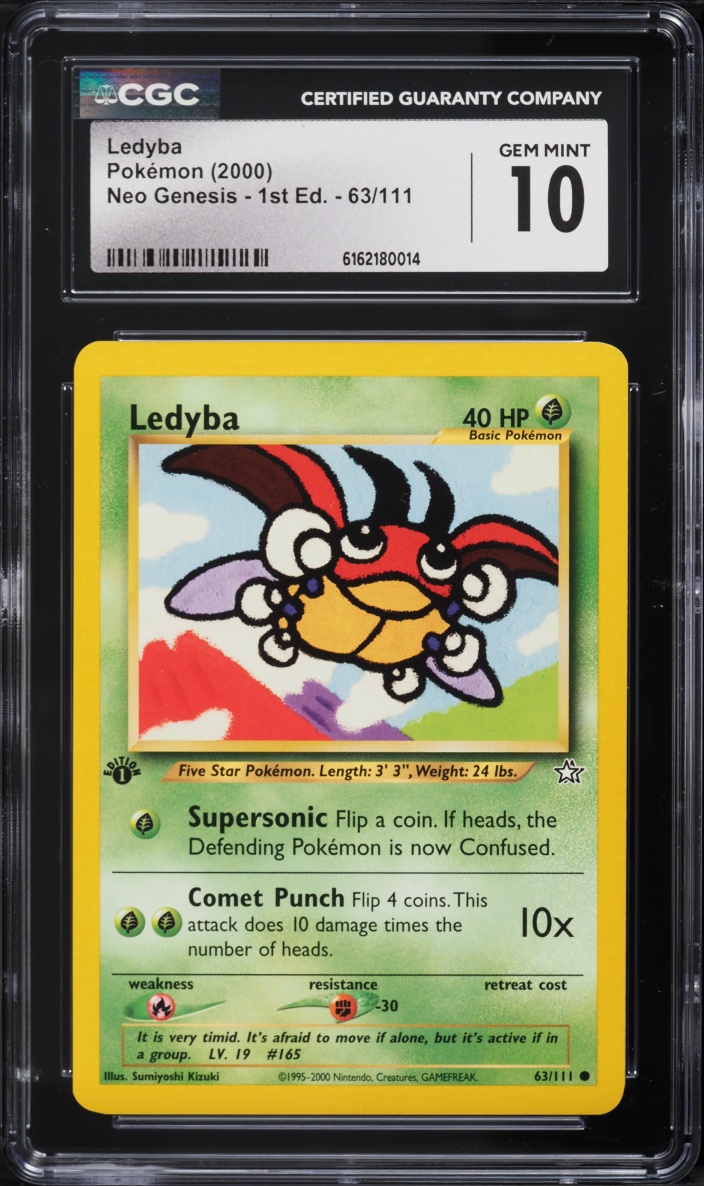 2000 Pokemon Neo Genesis 1st Edition Ledyba #63 CGC 10 GEM MINT