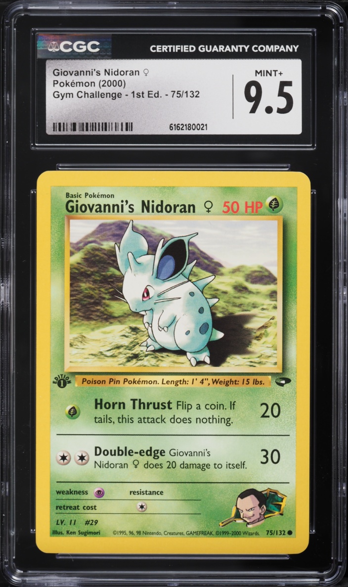 2000 Pokemon Gym Challenge 1st Edition Giovanni's Nidoran #75 CGC 9.5 MINT+