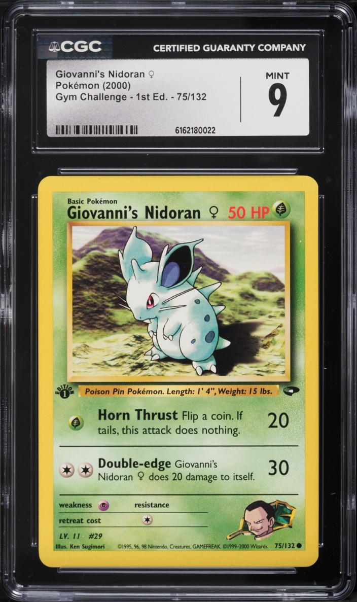2000 Pokemon Gym Challenge 1st Edition Giovanni's Nidoran #75 CGC 9 MINT